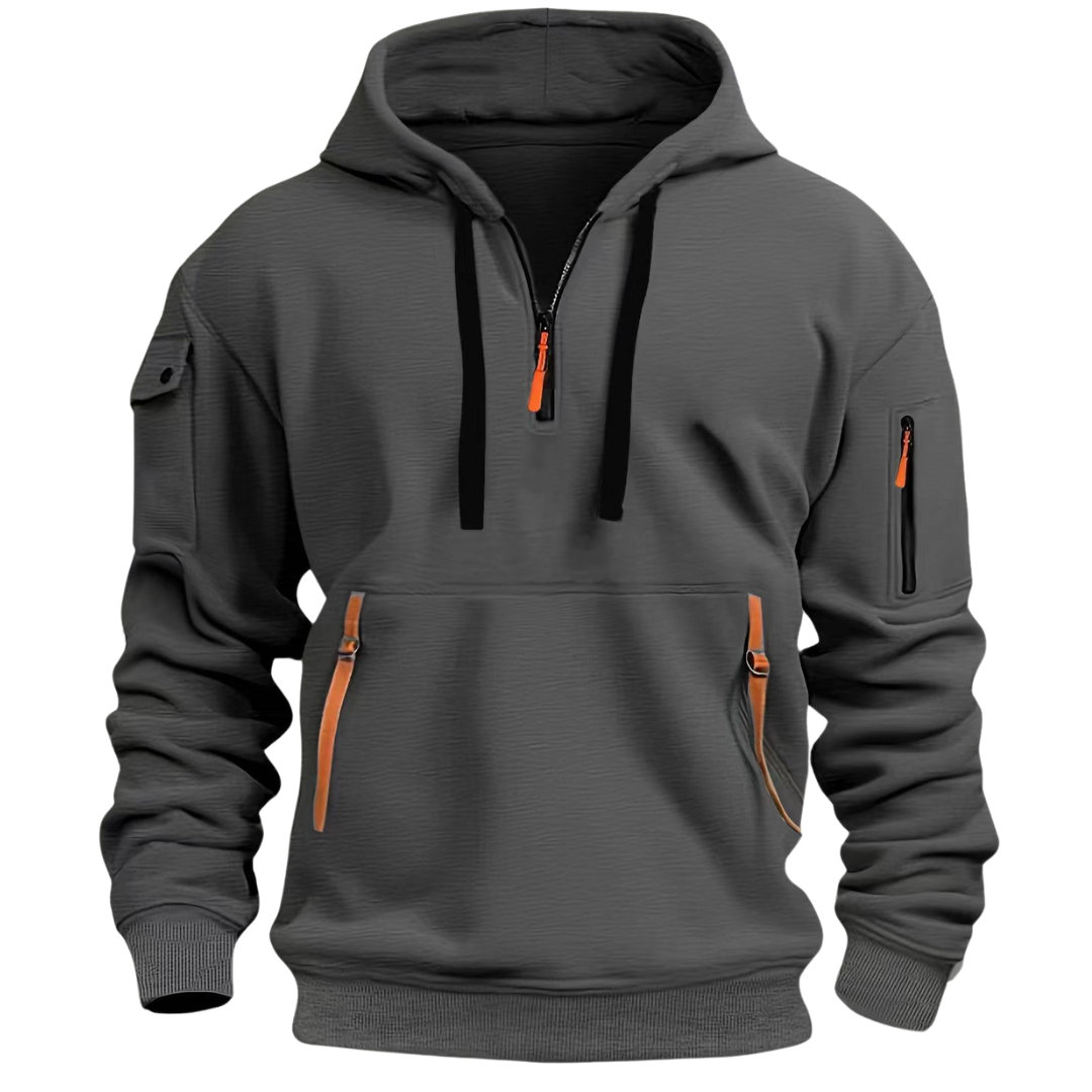 Hugo Herren Hoodie Freizeit Reißverschluss-Taschen