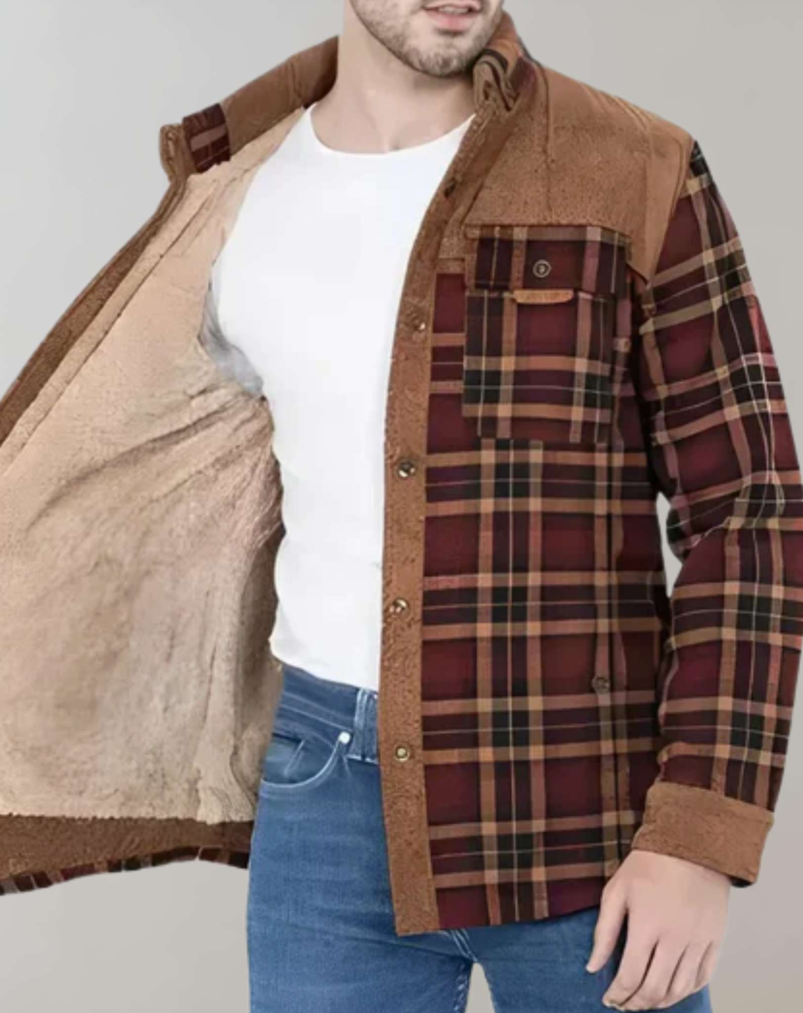 Herren Flanellhemd Fleece gefüttert kariert - Norvielle