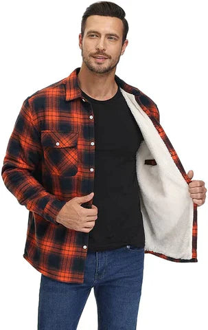 Herren Flanellhemd Fleece Gefüttert Kariert Schwarz - Norvielle