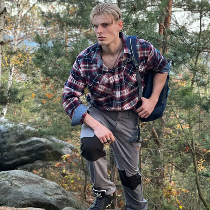 Herren Flanellhemd Kariert Knöpfe Brusttasche - Norvielle