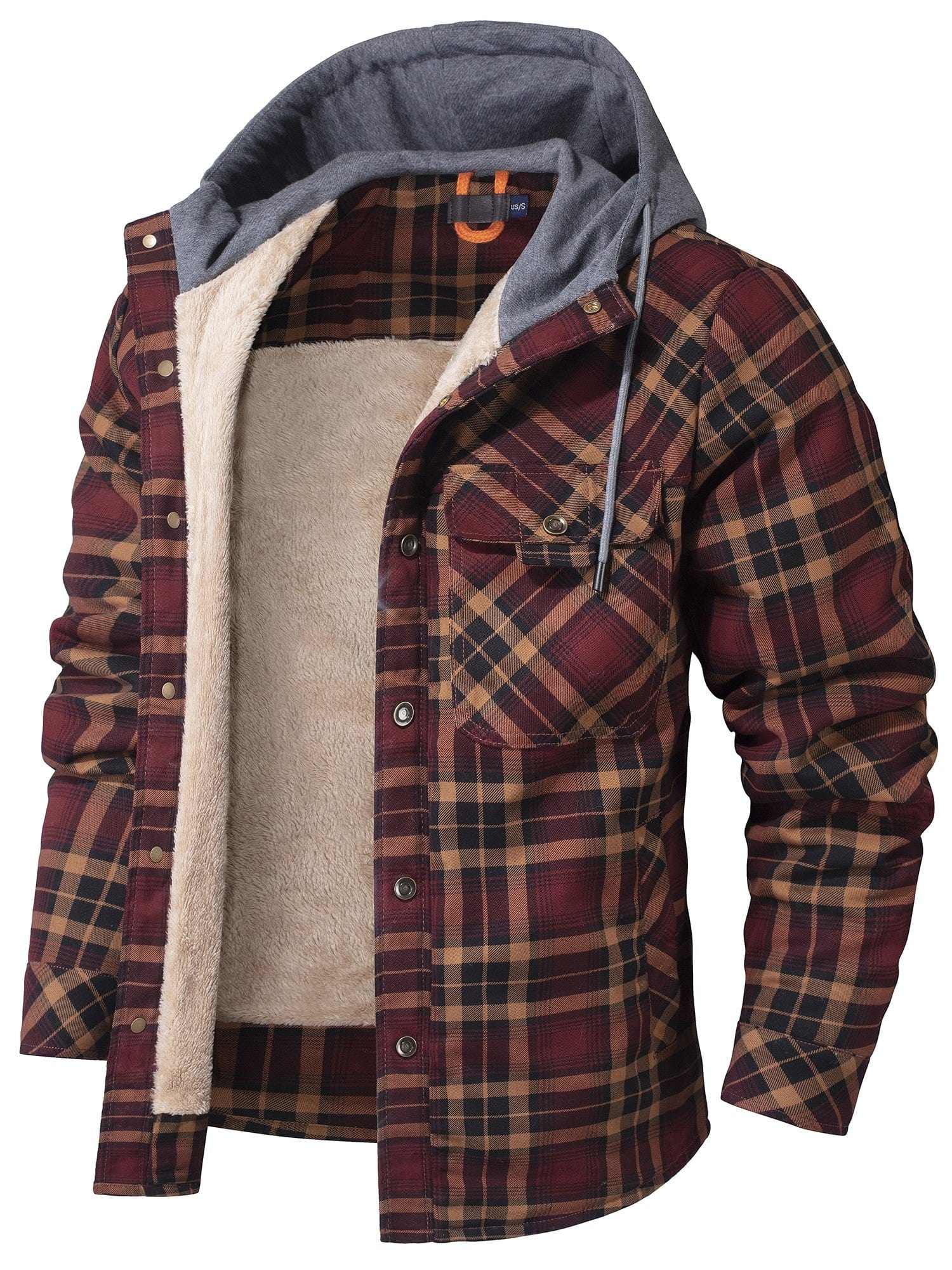 Herren Winterjacke Fleece Kapuze Schwarz - Norvielle