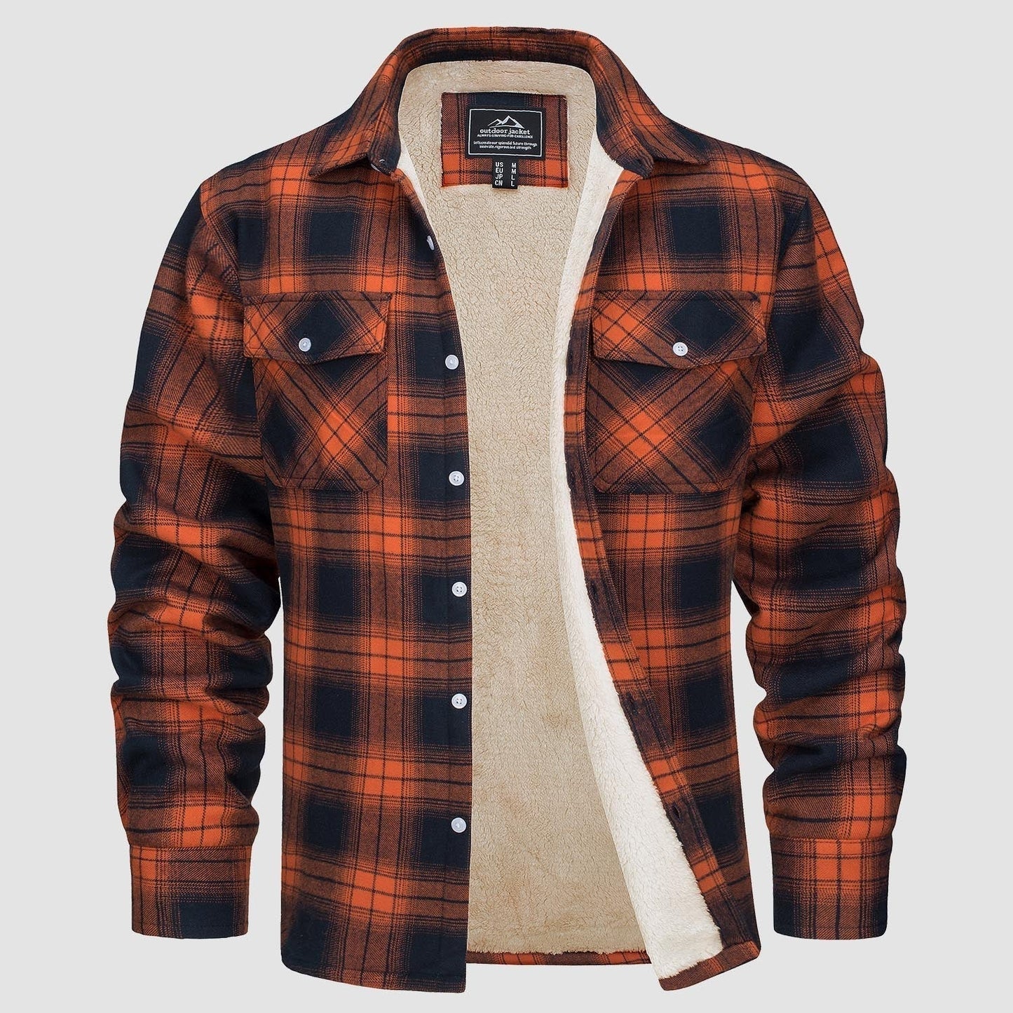 Herren Flanelljacke Kariert Fleece Gefüttert Schwarz - Norvielle