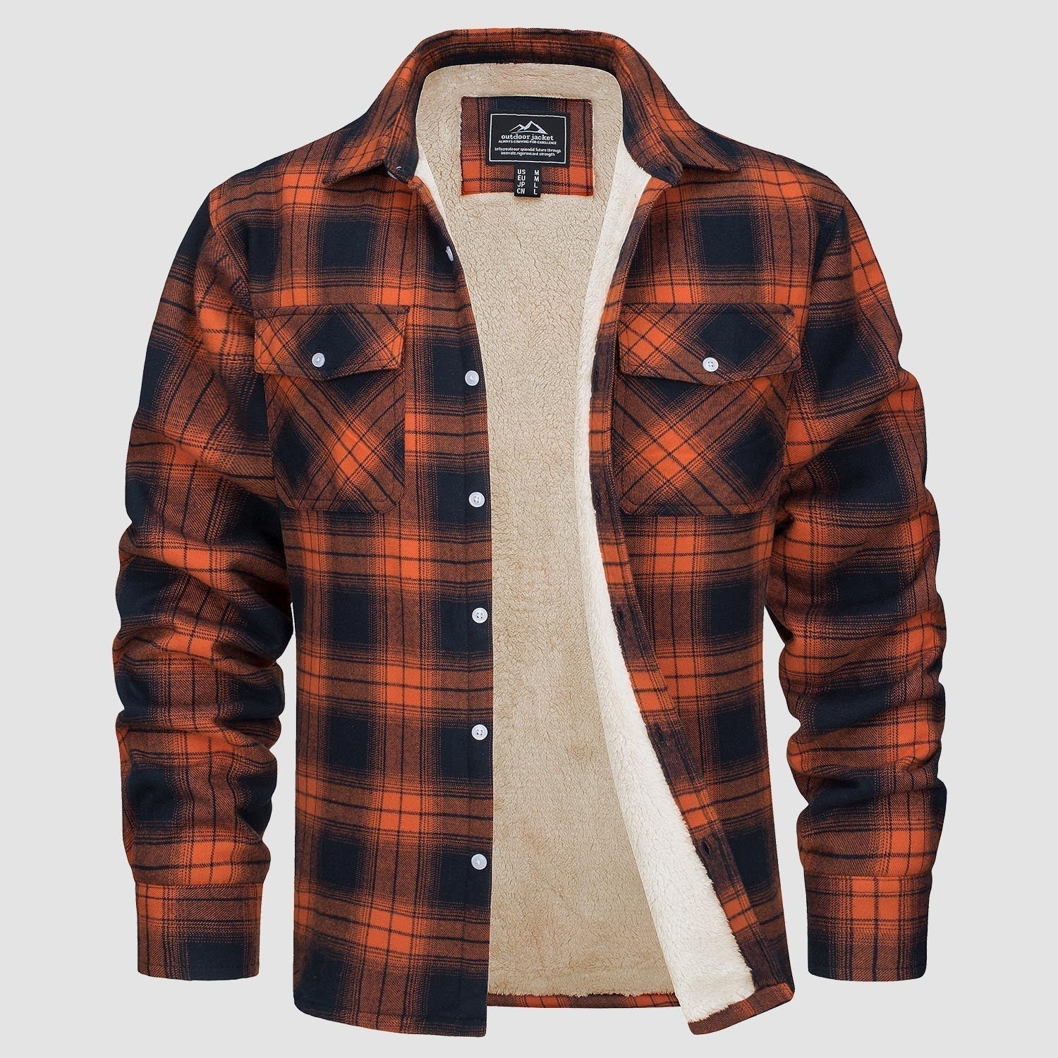 Herren Flanelljacke Kariert Fleece Gefüttert Schwarz - Norvielle