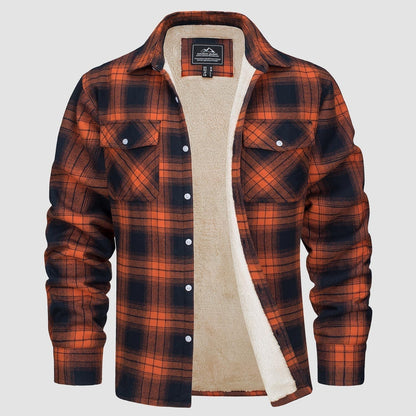 Herren Flanelljacke Kariert Fleece Gefüttert Schwarz - Norvielle