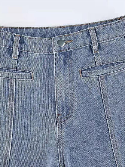 Hohe Damen-Jeans Flared mit Sternen-Applikation Vintage-Stil