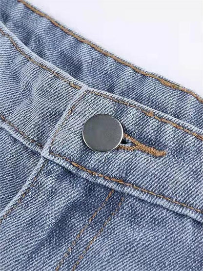 Hohe Damen-Jeans Flared mit Sternen-Applikation Vintage-Stil