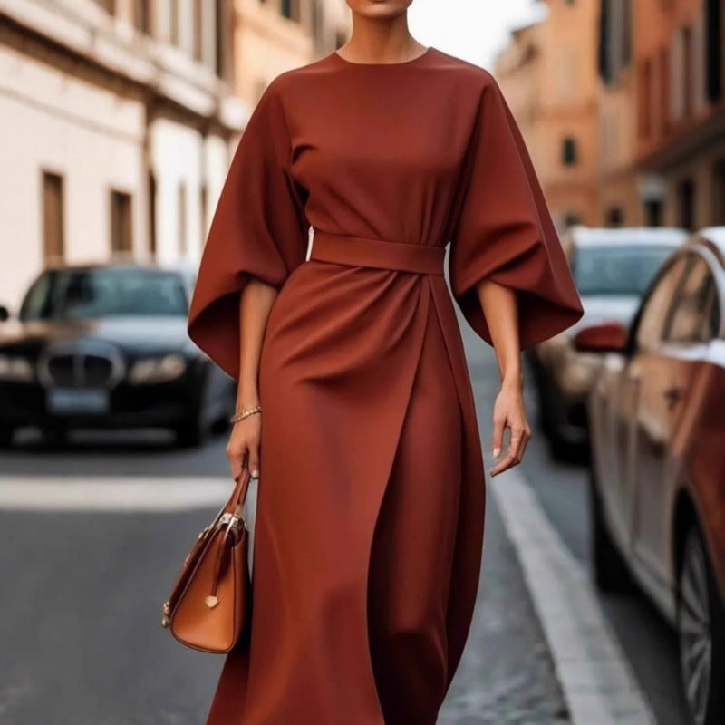 Norvielle Damen Fledermausärmel Kleid Langrock - Norvielle
