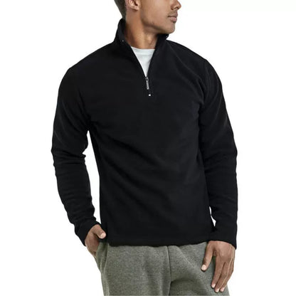Herren Fleece Pullover Halb-Reißverschluss Viertelzipper Grau - Norvielle