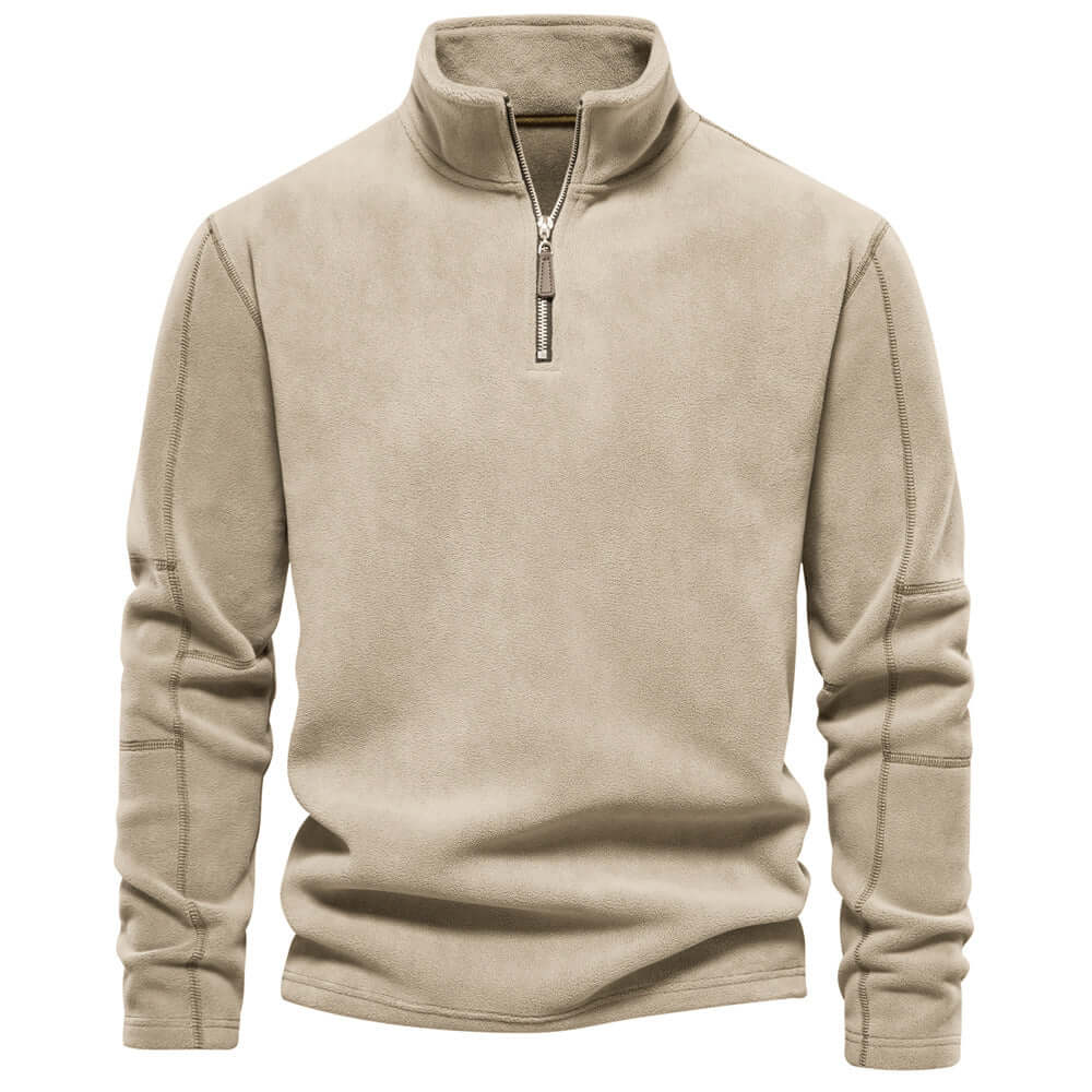 Herren Fleece Pullover Halbzipper Warm Quarterzip Fleece Schwarz - Norvielle