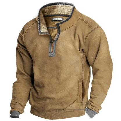 Herren Fleece Pullover Viertelreißverschluss Grau - Norvielle