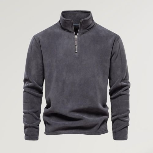 Herren Fleece Pullover Langarm Quarter Zip Schwarz - Norvielle