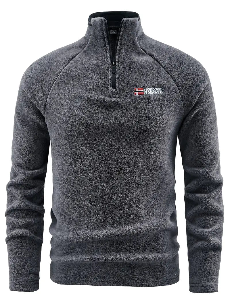 Herren Fleece-Pullover Warm Viertelreißverschluss Grau - Norvielle