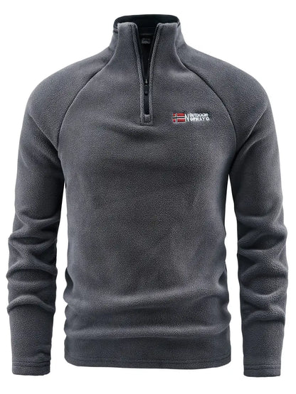 Herren Fleece-Pullover Warm Viertelreißverschluss Grau - Norvielle