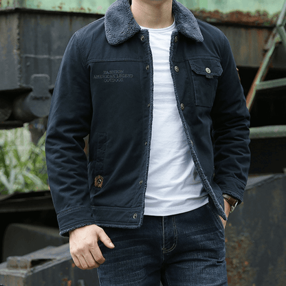 Herren Winterjacke Fleecegefüttert mit Brusttasche Schwarz - Norvielle