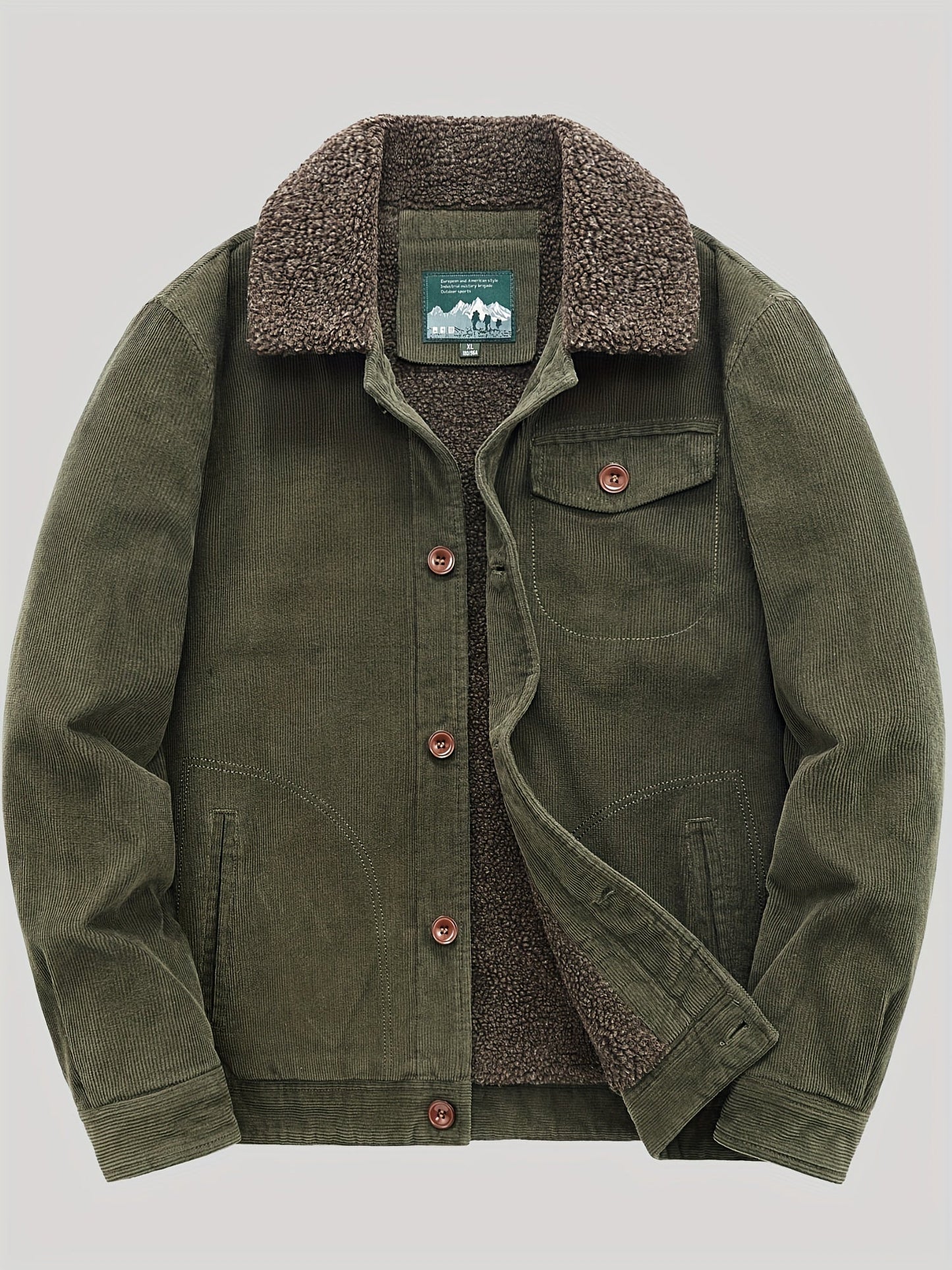 Herren Fleecejacke Winddicht Knopfverschluss