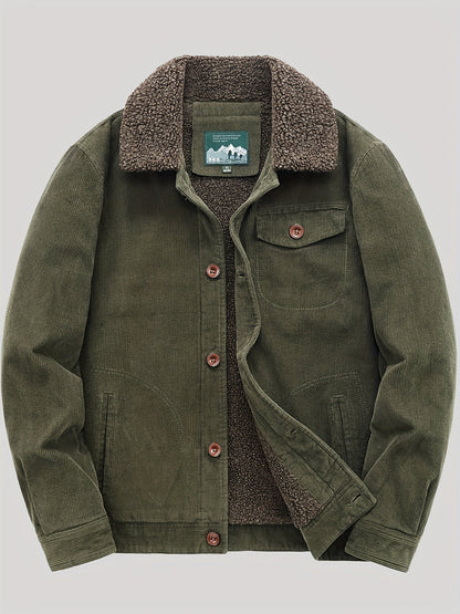 Herren Fleecejacke Winddicht Knopfverschluss