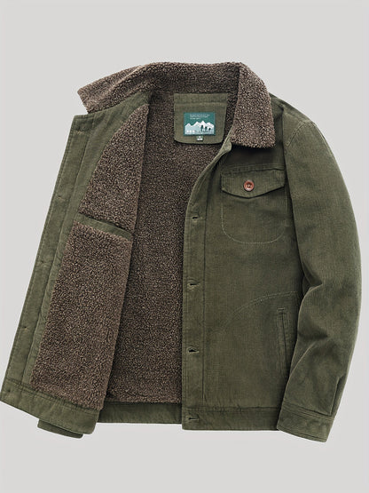 Herren Fleecejacke Winddicht Mit Knopfverschluss Schwarz - Norvielle