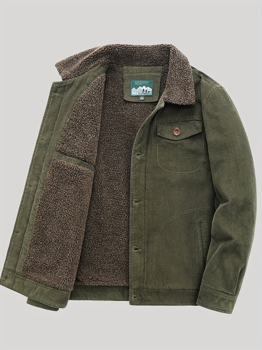 Herren Fleecejacke Winddicht Mit Knopfverschluss Schwarz - Norvielle