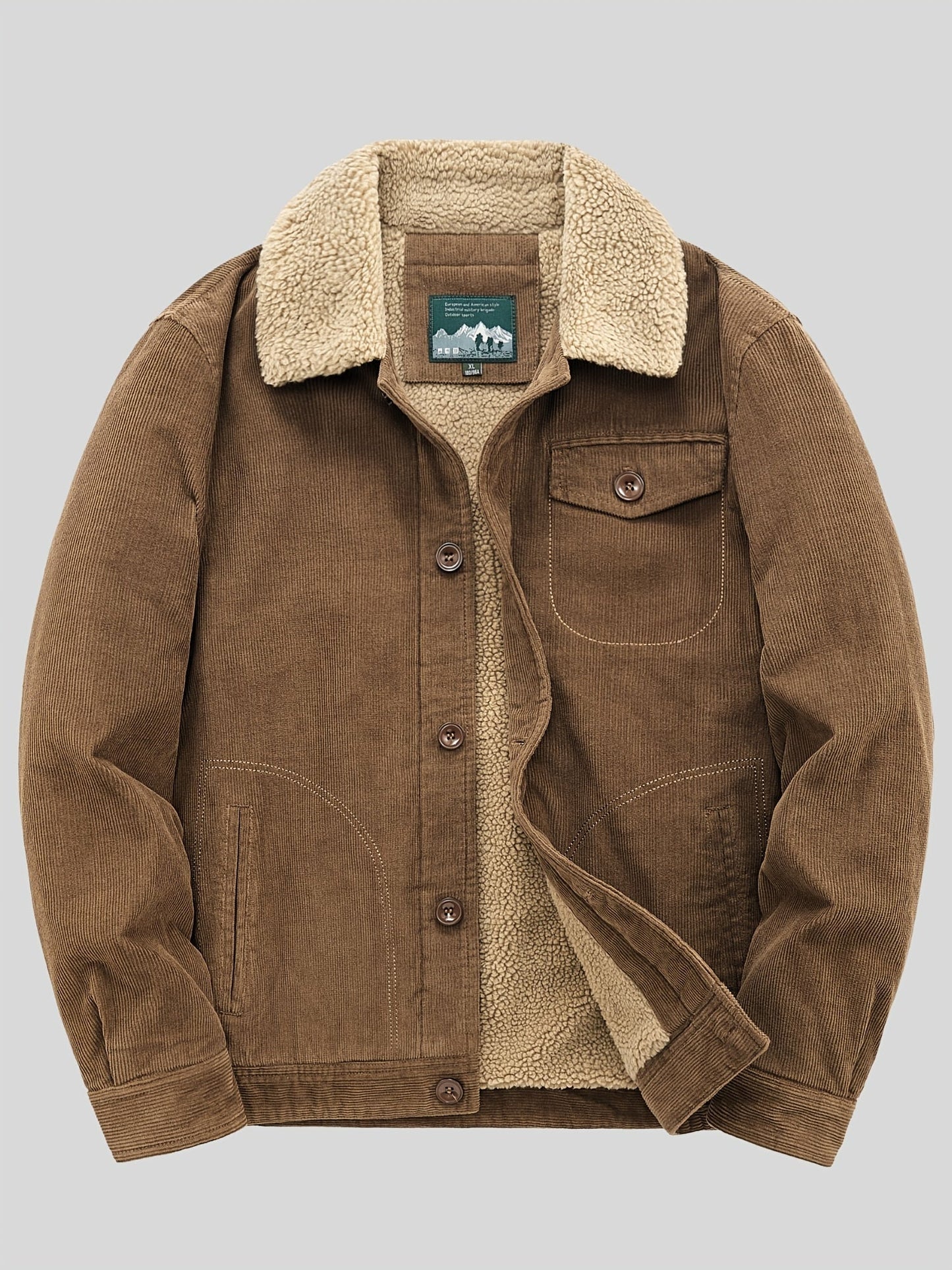 Herren Fleecejacke Winddicht Mit Knopfverschluss