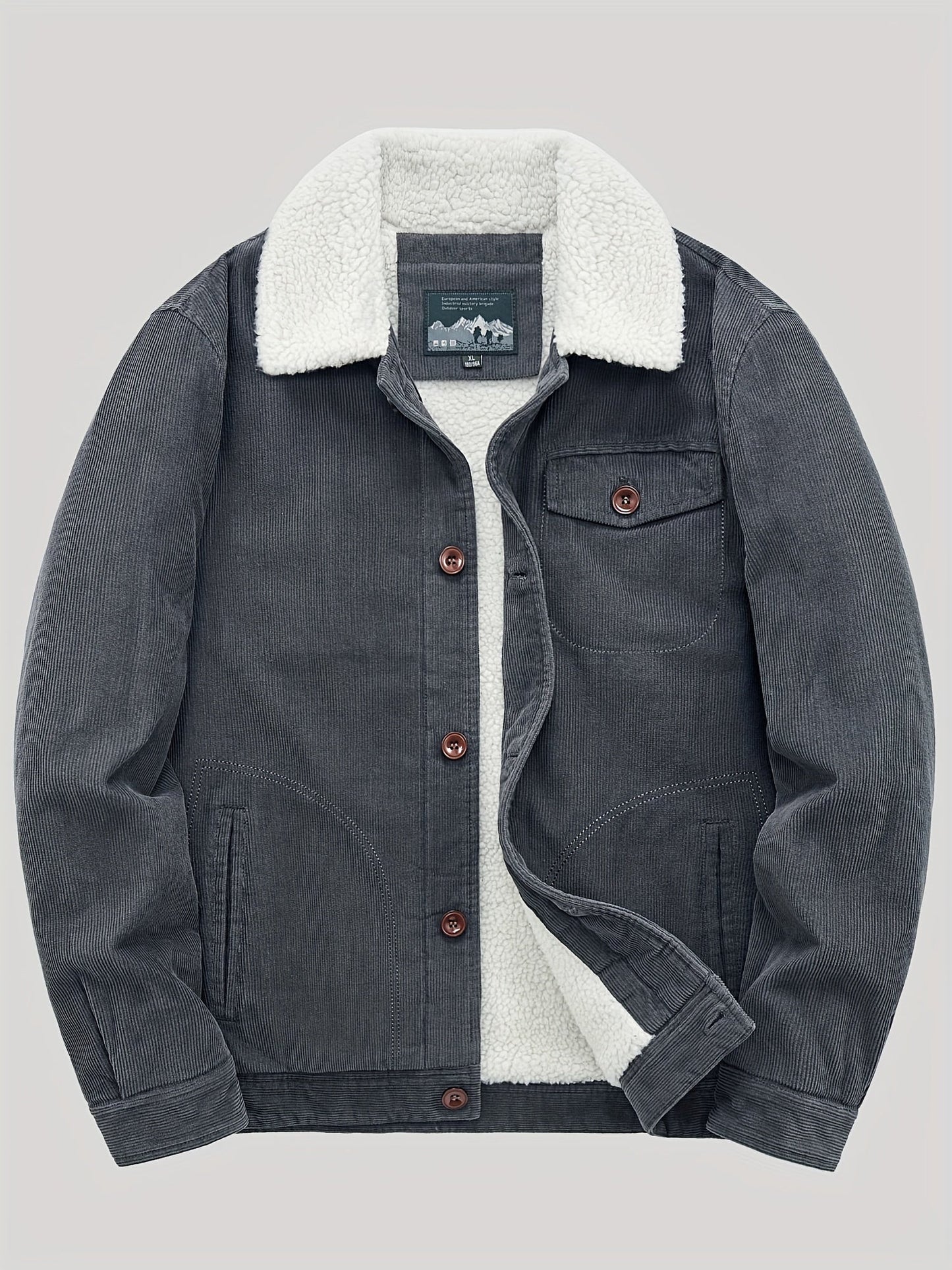 Herren Fleecejacke Winddicht Knopfverschluss
