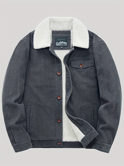 Herren Fleecejacke Winddicht Mit Knopfverschluss