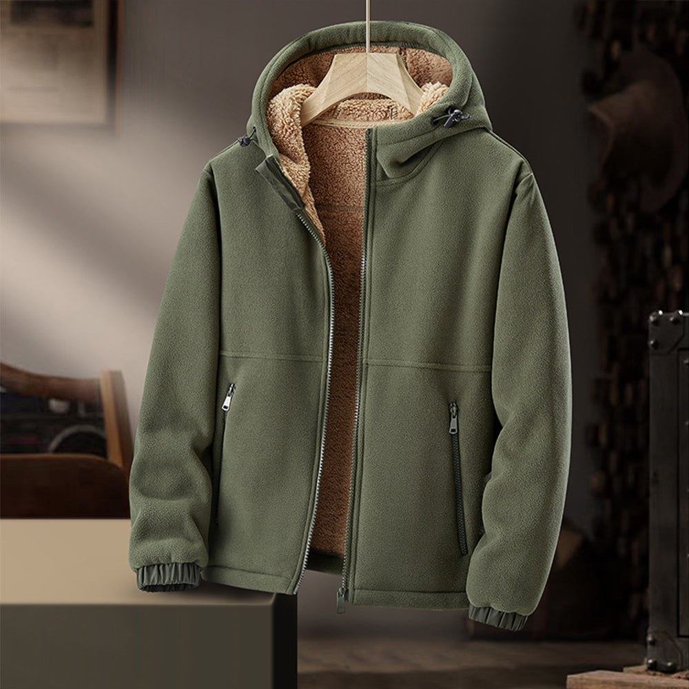 Herren Fleecejacke Mit Kapuze Leicht Grau