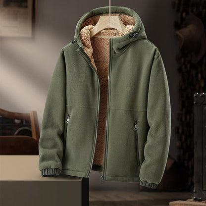 Herren Fleecejacke Mit Kapuze Leicht Grau