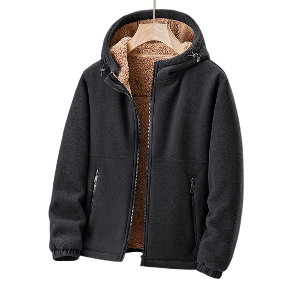 Herren Fleecejacke Mit Kapuze Leicht Grau