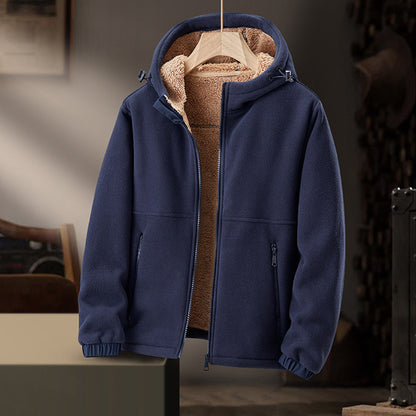 Herren Fleecejacke Mit Kapuze Leicht Grau