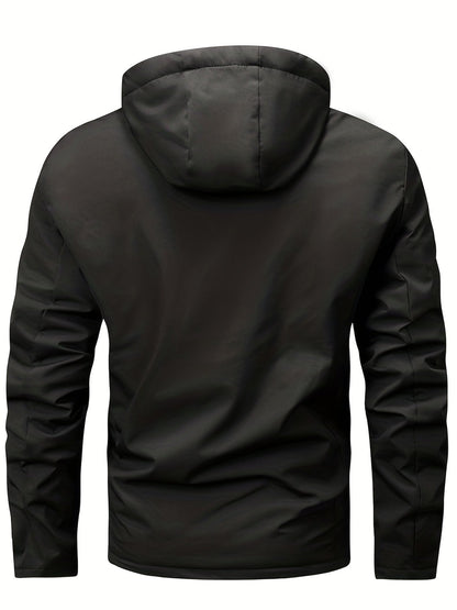 Herren Fleecejacke Mit Kapuze Regelmäßig Schwarz - Norvielle