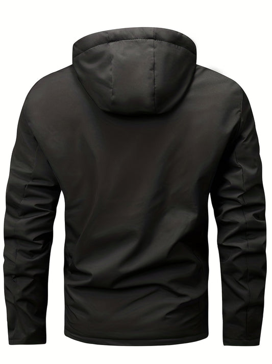 Herren Fleecejacke Mit Kapuze Regelmäßig Schwarz - Norvielle