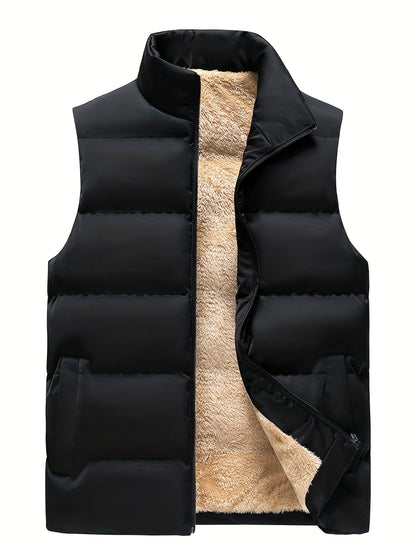 Herren Fleece-Weste Stehkragen Praktische Taschen