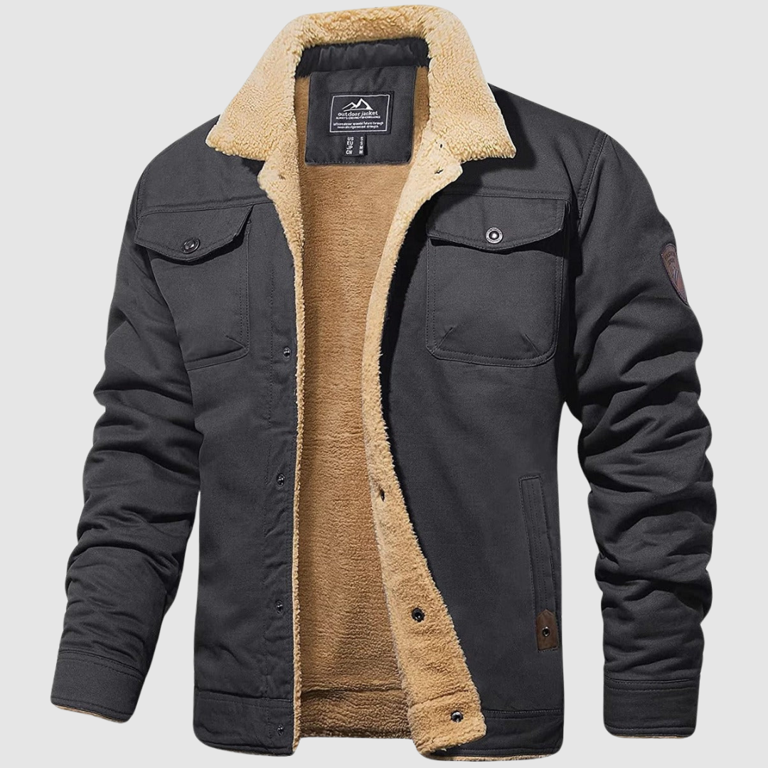 Herren Winterjacke Fleecegefüttert Knopfleiste Brusttaschen - Norvielle