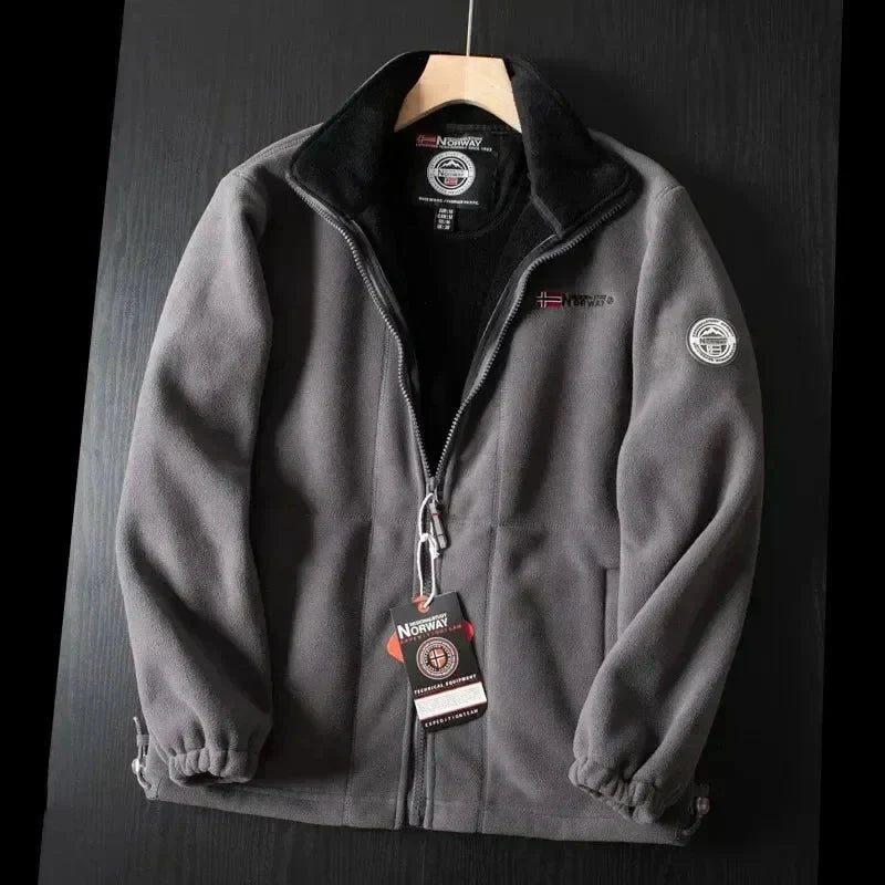 Herren Fleecejacke Warm Mit Taschen Reißverschluss Schwarz - Norvielle