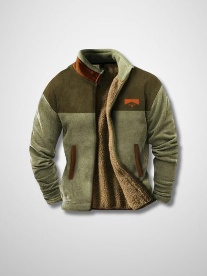 Fleecejacke - Warme Zip-Up Sherpa gefütterte Herrenjacke für den Winter-Grün-S-Chaps Herrenmode