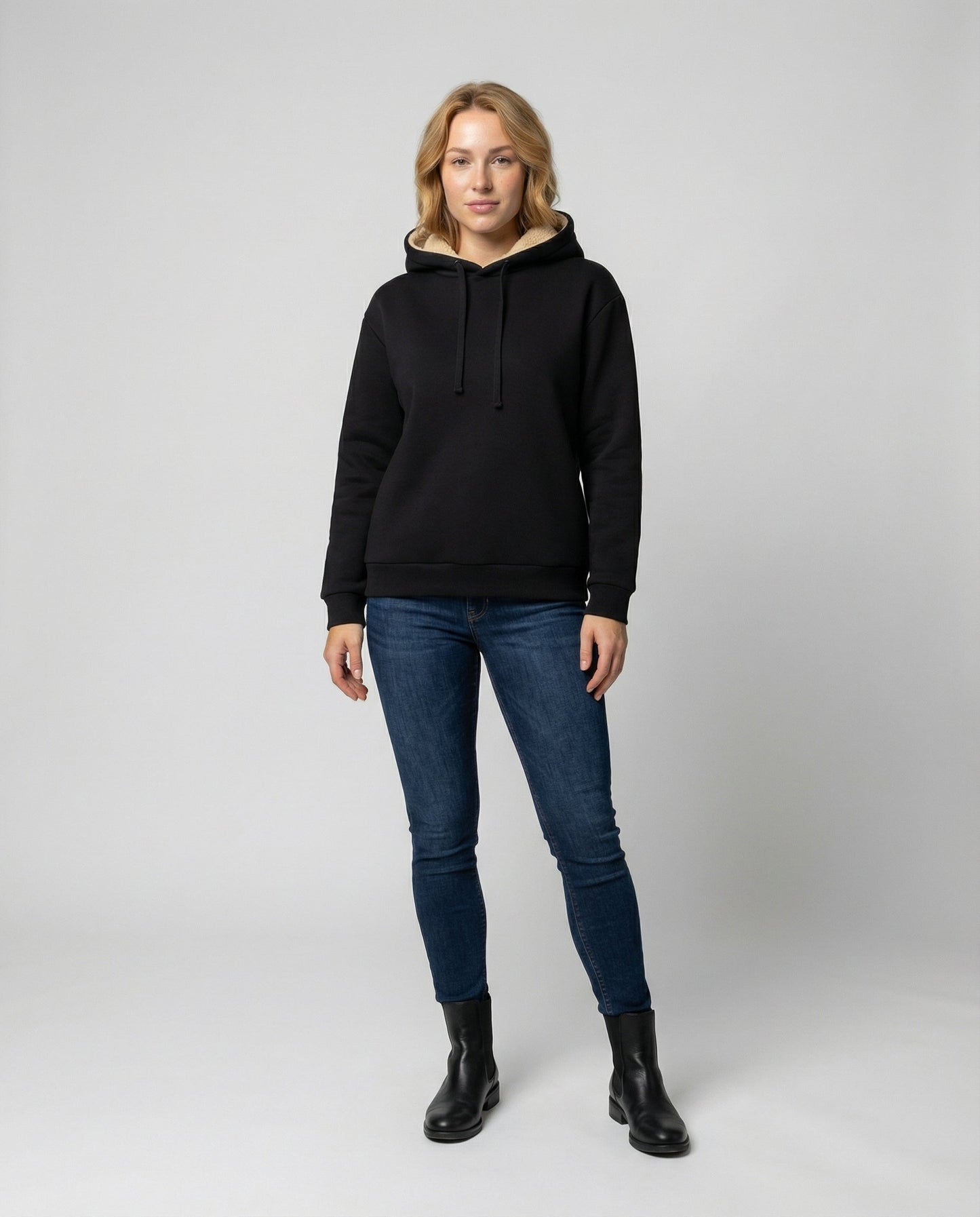 Damen Fleece-Hoodie Warm Kuschelig Grau