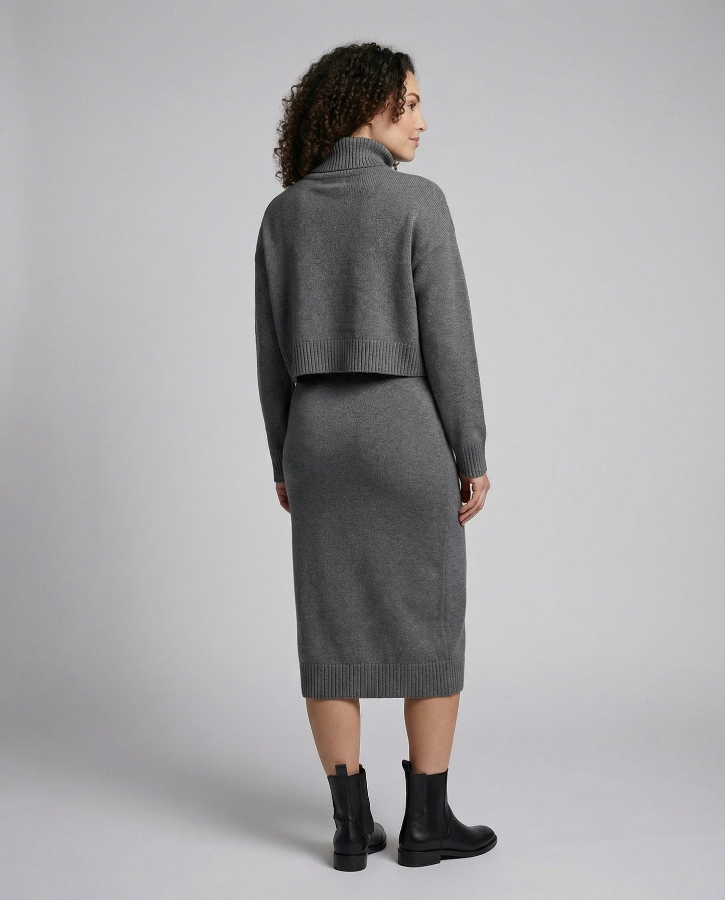 Damen Jersey Midikleid Elegantes Design