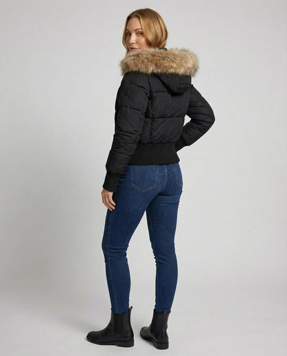 Gefütterte Damen Cropped Winterjacke
