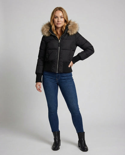 Gefütterte Damen Cropped Winterjacke