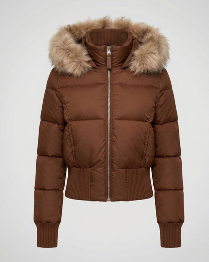Gefütterte Damen Cropped Winterjacke