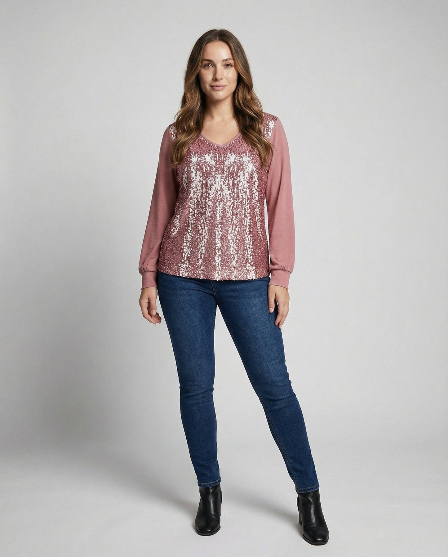 Damen Bluse Glitzer Effekt Schlicht