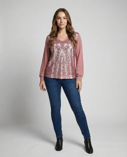 Damen Bluse Glitzer Effekt Schlicht