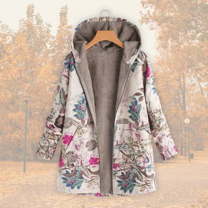 Damen Leichte Winterjacke Kunstfellfutter Beige