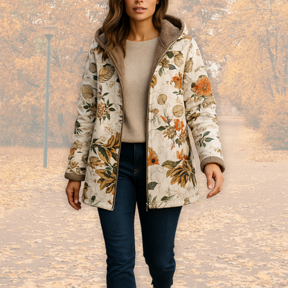 Damen Leichte Winterjacke Kunstfellfutter Beige