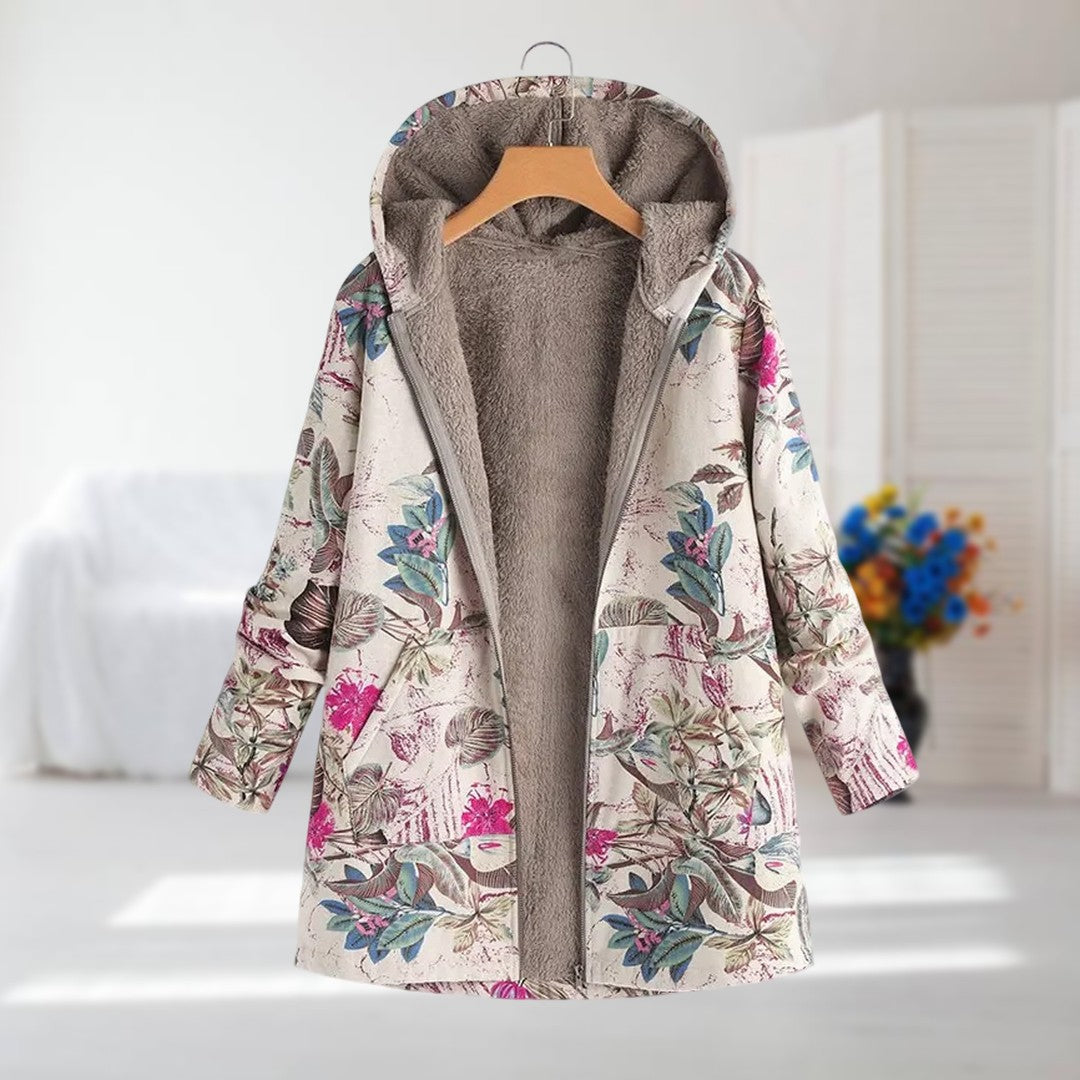 Damen Leichte Winterjacke Kunstfellfutter Beige
