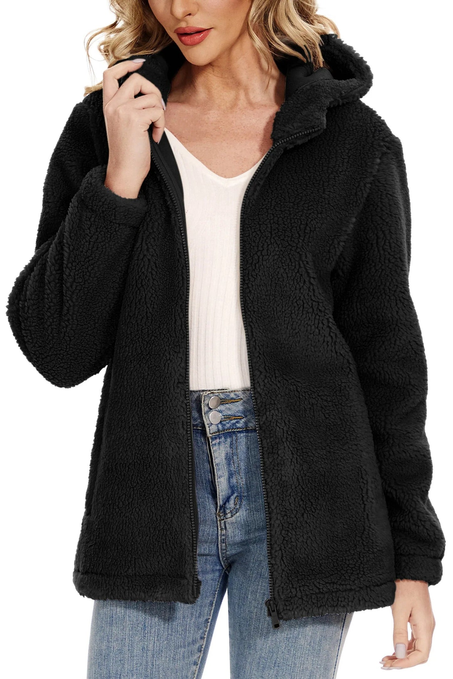 Norvielle Damen Fleecejacke Mit Kapuze
