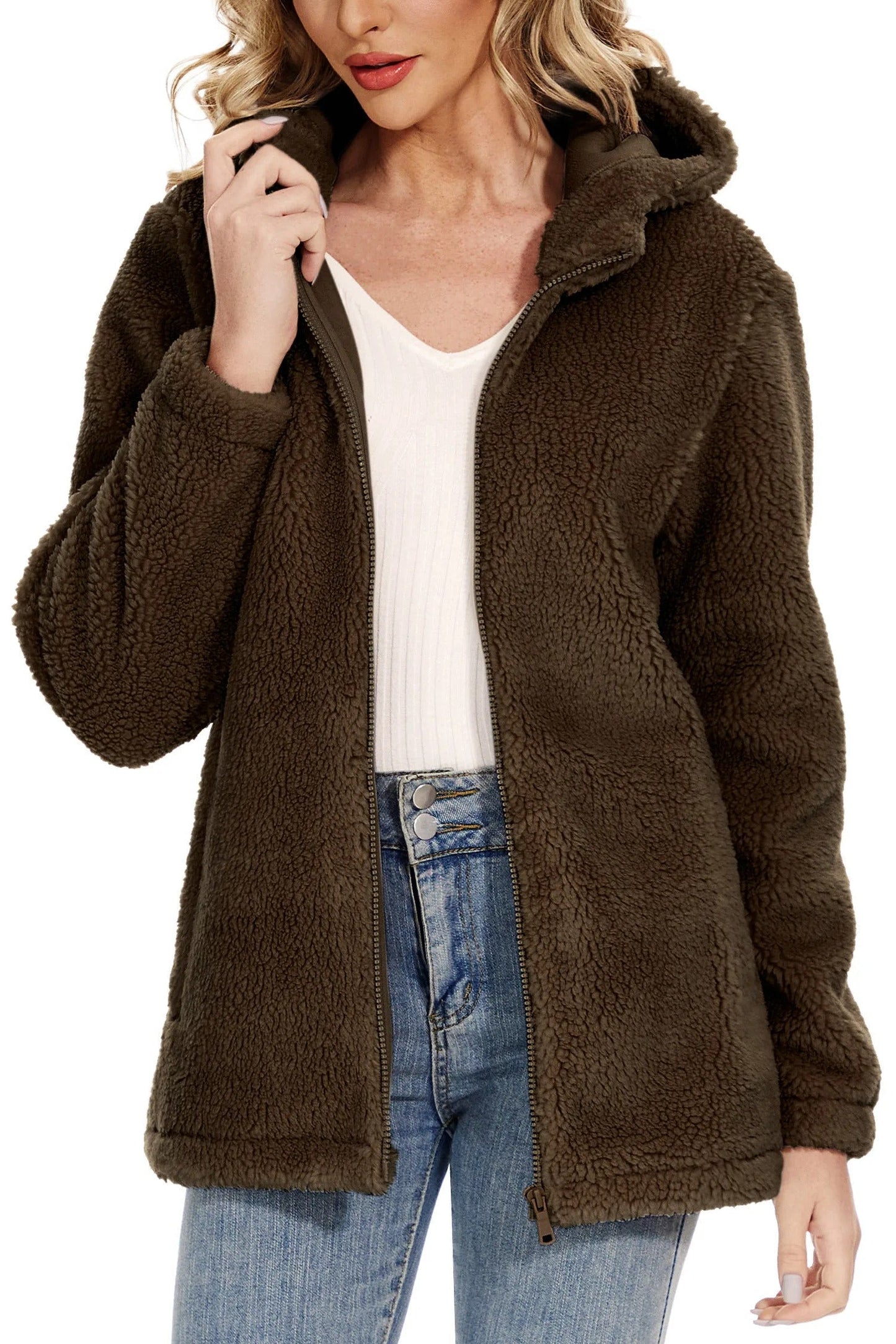 Norvielle Damen Fleecejacke Mit Kapuze