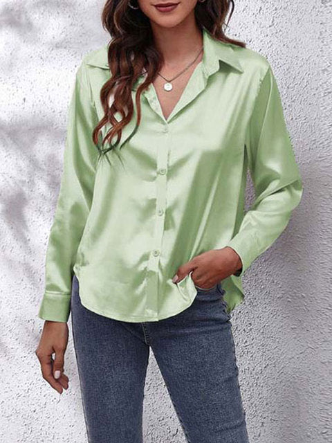 Damen Bluse Langarm Satinoptik