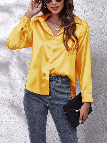 Damen Bluse Lockere Passform Knopfleiste Weiß