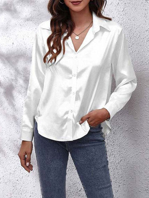 Damen Bluse Langarm Satinoptik